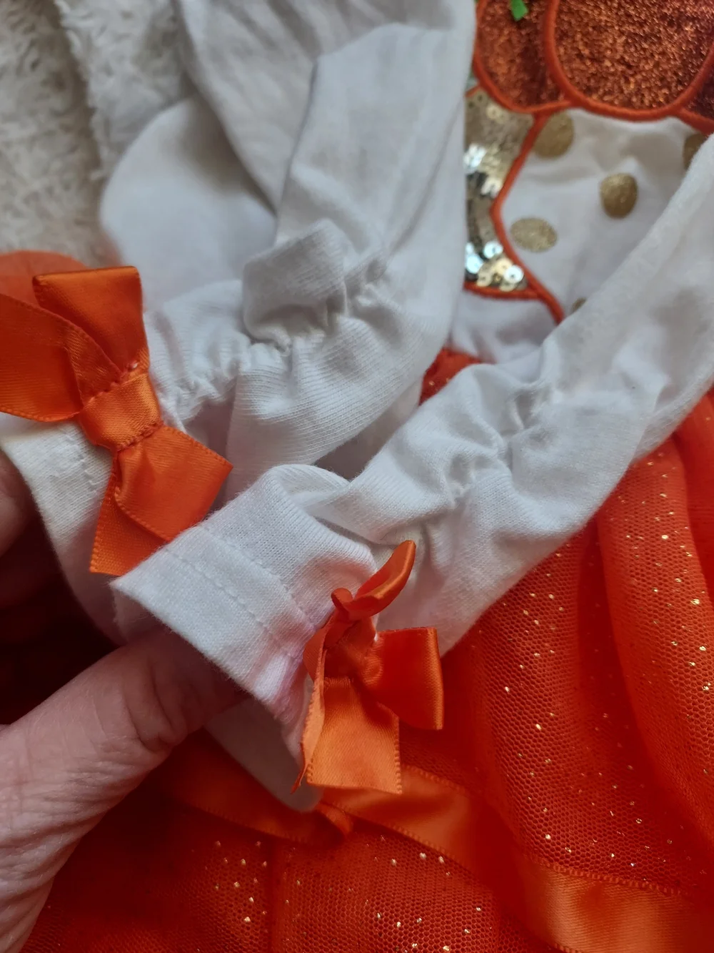 Little Lass 3T Orange Pumpkin Tutu Sparkly Dress Halloween Costume Fall Party